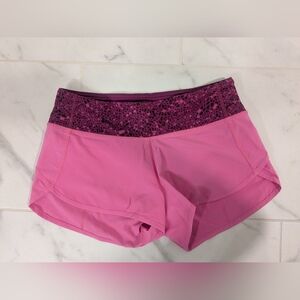 Pink Lululemon Athletic Shorts with Patterned Waistband